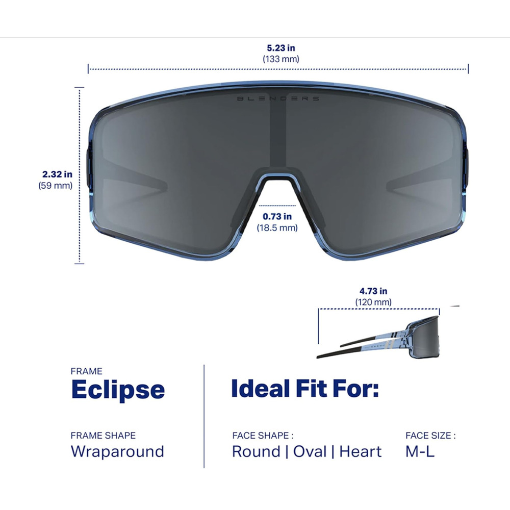 Blenders Polarized Sunglasses –Wrap-Around Lens – 100% UV Protection Blue - Picture 7 of 11